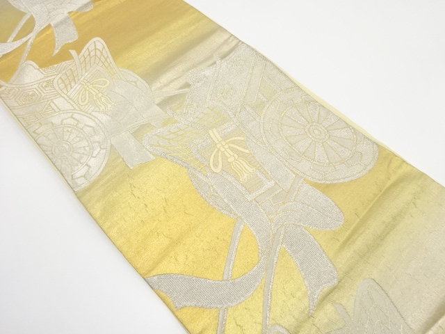 JAPANESE KIMONO / ANTIQUE FUKURO OBI / SILK / WOVEN CARRIAGE